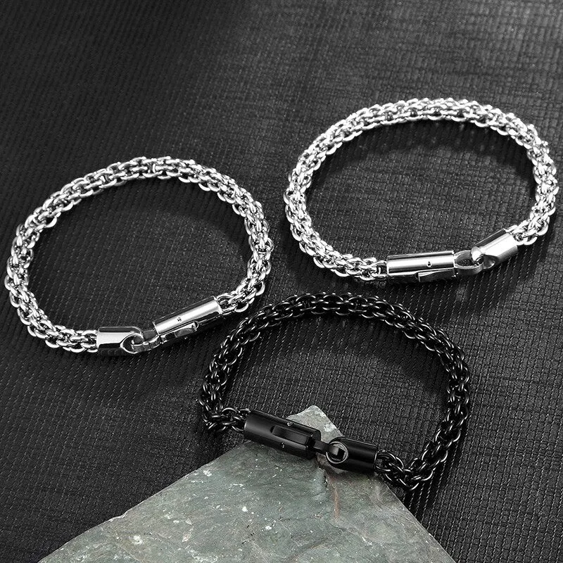 Bracelet Men Gold Black Stainless Steel Chain Link Punk Motorcycle Accessories