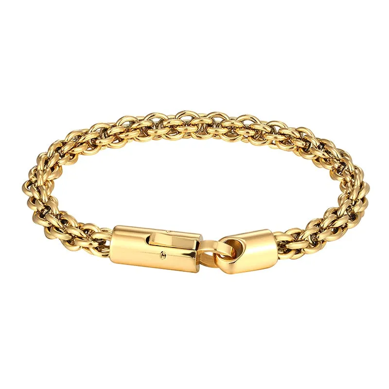 Bracelet Men Gold Black Stainless Steel Chain Link Punk Motorcycle Accessories