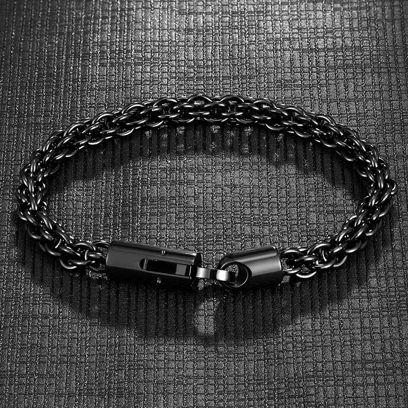 Bracelet Men Gold Black Stainless Steel Chain Link Punk Motorcycle Accessories