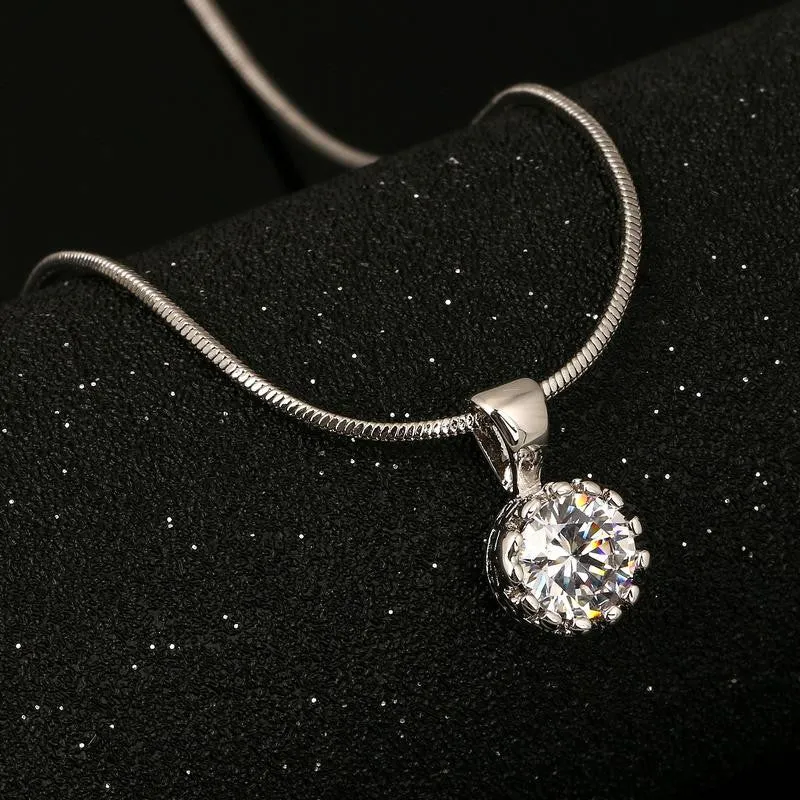 Brand Unique Crown Cubic Zirconia Necklaces &Pendants Silver/Rose Gold Plated Chain Fashion Jewelry For Women