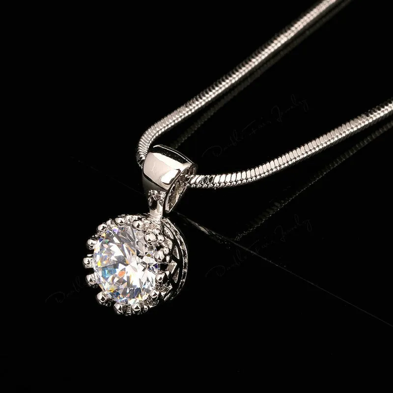 Brand Unique Crown Cubic Zirconia Necklaces &Pendants Silver/Rose Gold Plated Chain Fashion Jewelry For Women