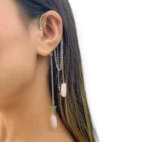 Celestial Pink Quartz Dangling Ear Wrap
