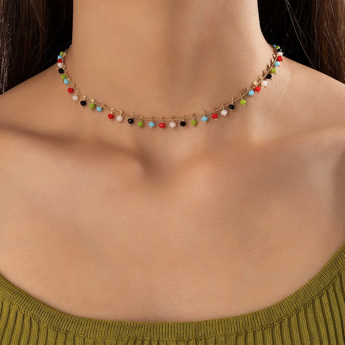 Chain Necklace Jewelry Women | Necklace Stars Colors Chain | Choker