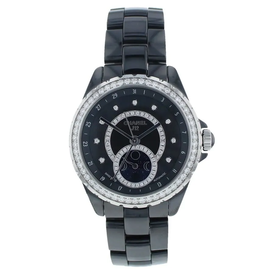 Chanel J12 Black Dial Diamond Black Ceramic Automatic Ladies Watch H3407