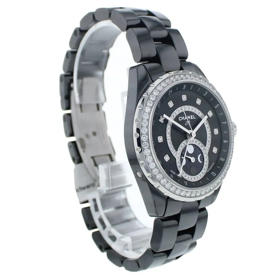 Chanel J12 Black Dial Diamond Black Ceramic Automatic Ladies Watch H3407