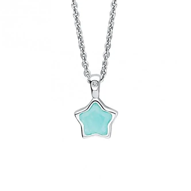Children's March Aqua Quartz Star And Diamond Pendant P5372A