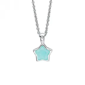 Children's March Aqua Quartz Star And Diamond Pendant P5372A