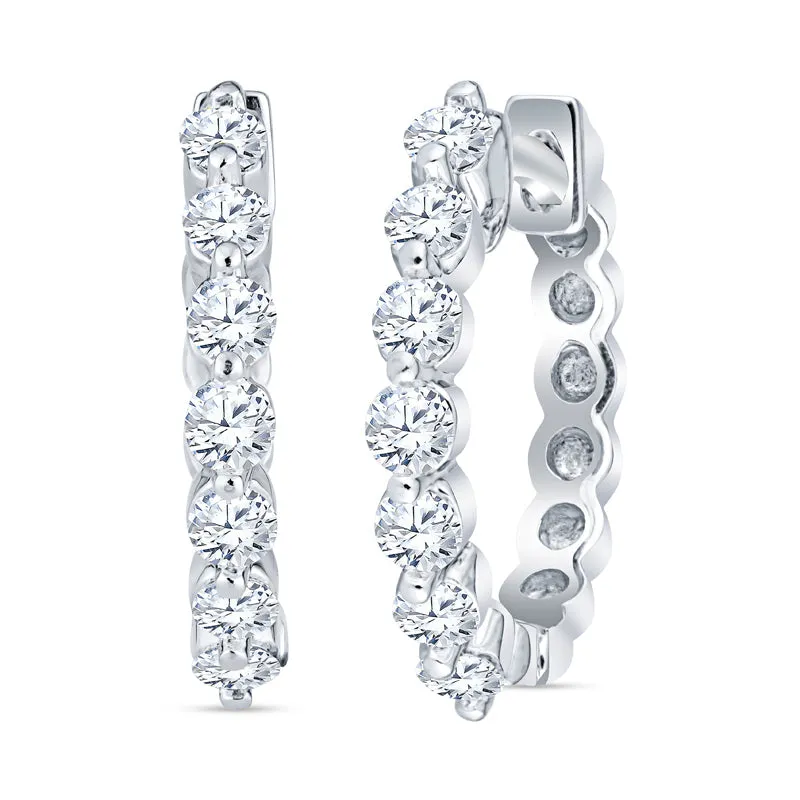 Classic Diamond and Ruby Hoop Earrings Petite