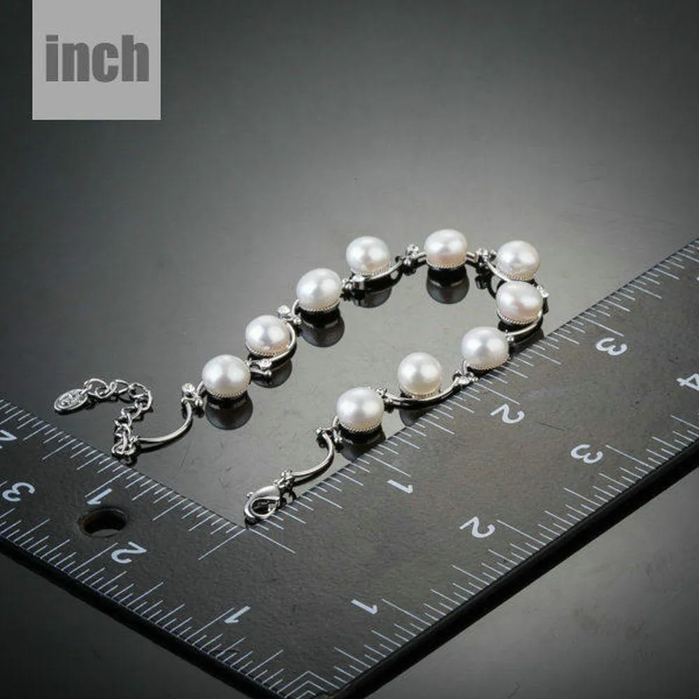 Classic Milk White Crystal Pearls Bracelet
