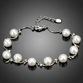 Classic Milk White Crystal Pearls Bracelet