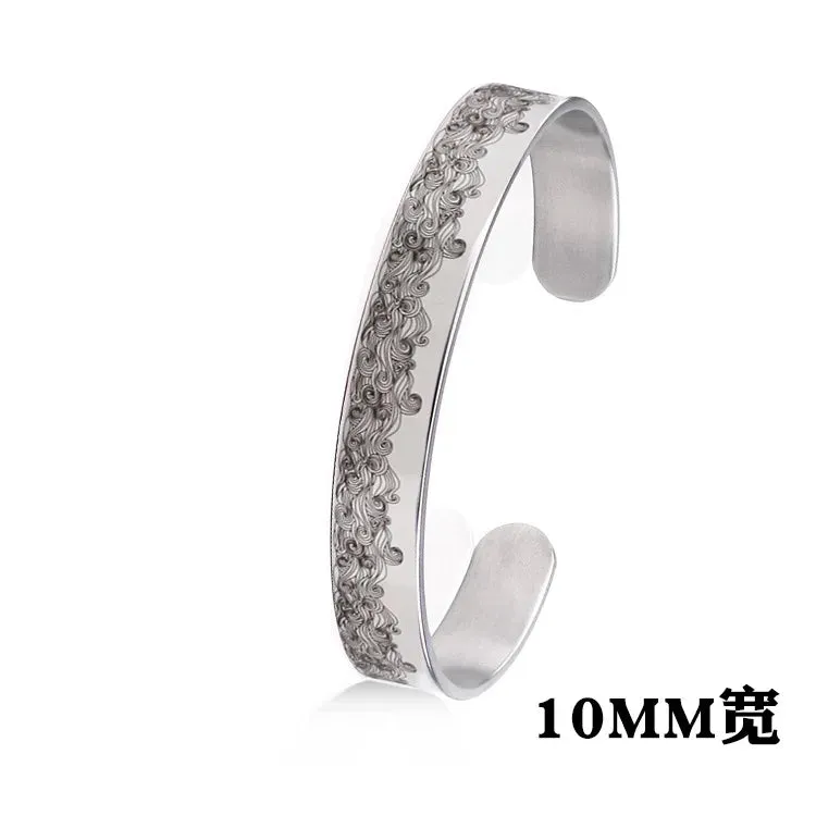 Classic Simple Men Open Adjustable Stainless Steel Bracelet
