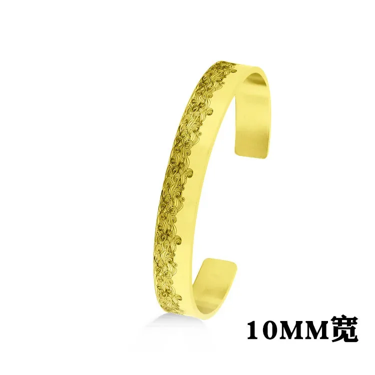 Classic Simple Men Open Adjustable Stainless Steel Bracelet