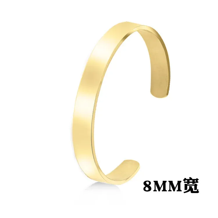 Classic Simple Men Open Adjustable Stainless Steel Bracelet