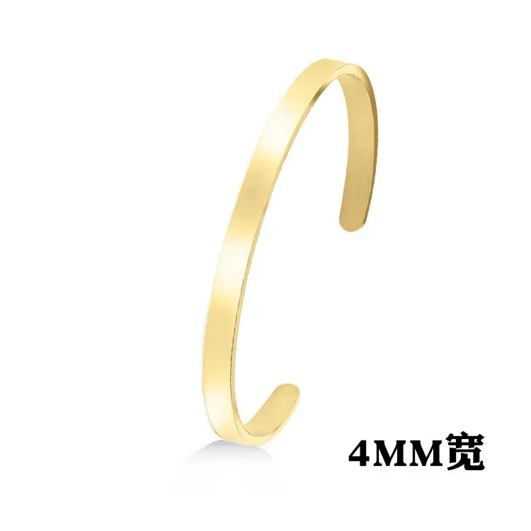 Classic Simple Men Open Adjustable Stainless Steel Bracelet