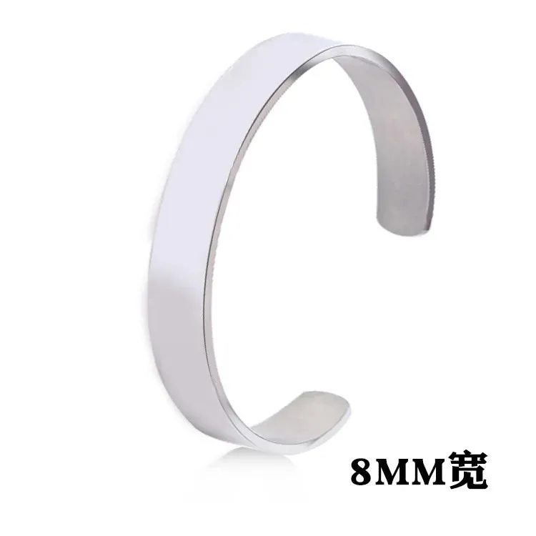 Classic Simple Men Open Adjustable Stainless Steel Bracelet