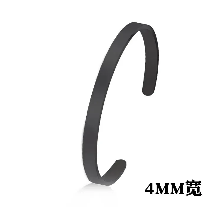Classic Simple Men Open Adjustable Stainless Steel Bracelet