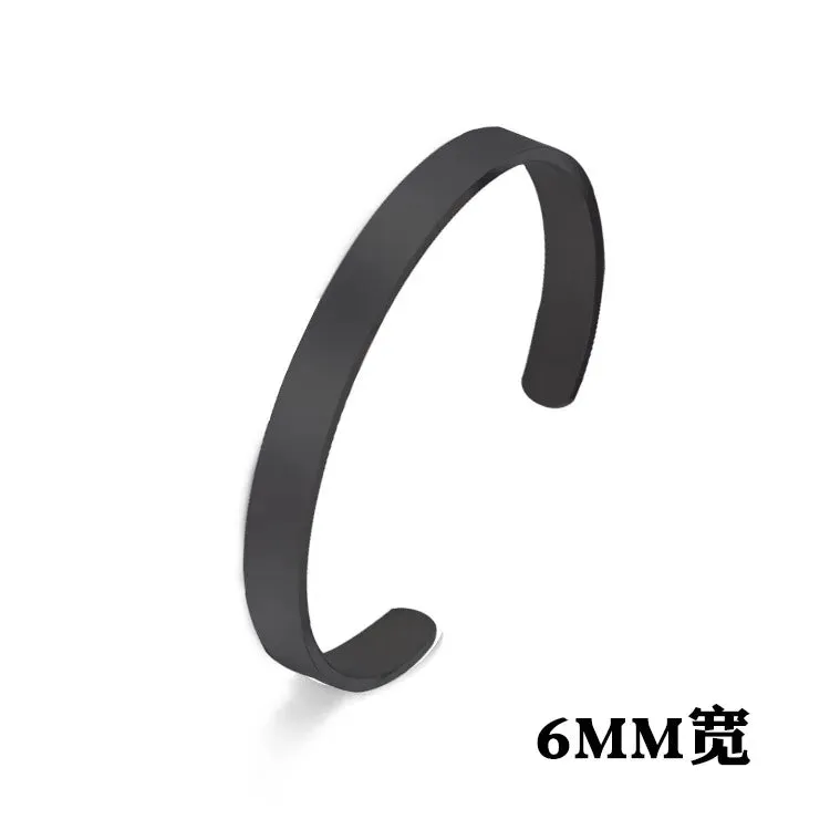 Classic Simple Men Open Adjustable Stainless Steel Bracelet