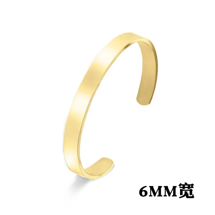 Classic Simple Men Open Adjustable Stainless Steel Bracelet