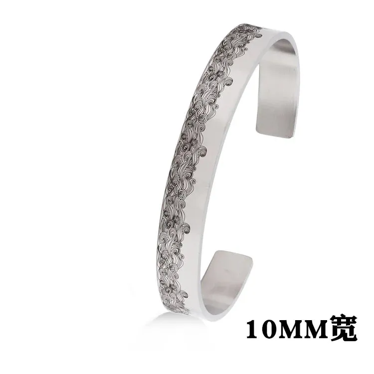 Classic Simple Men Open Adjustable Stainless Steel Bracelet