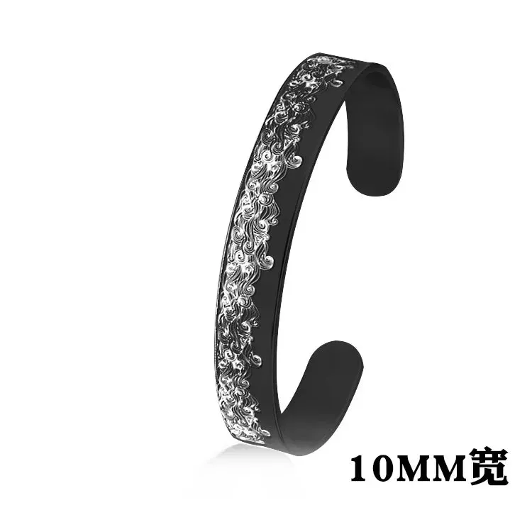 Classic Simple Men Open Adjustable Stainless Steel Bracelet