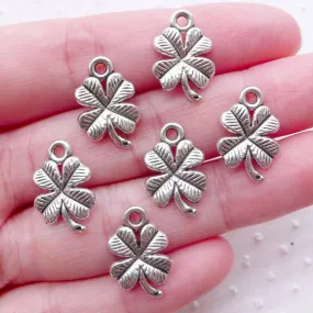 CLEARANCE Silver 4 Leaf Clover Charms (6pcs / 11mm x 17mm / Tibetan Silver) Good Luck Jewellery Keychain Bracelet Earrings Necklace Making CHM2231