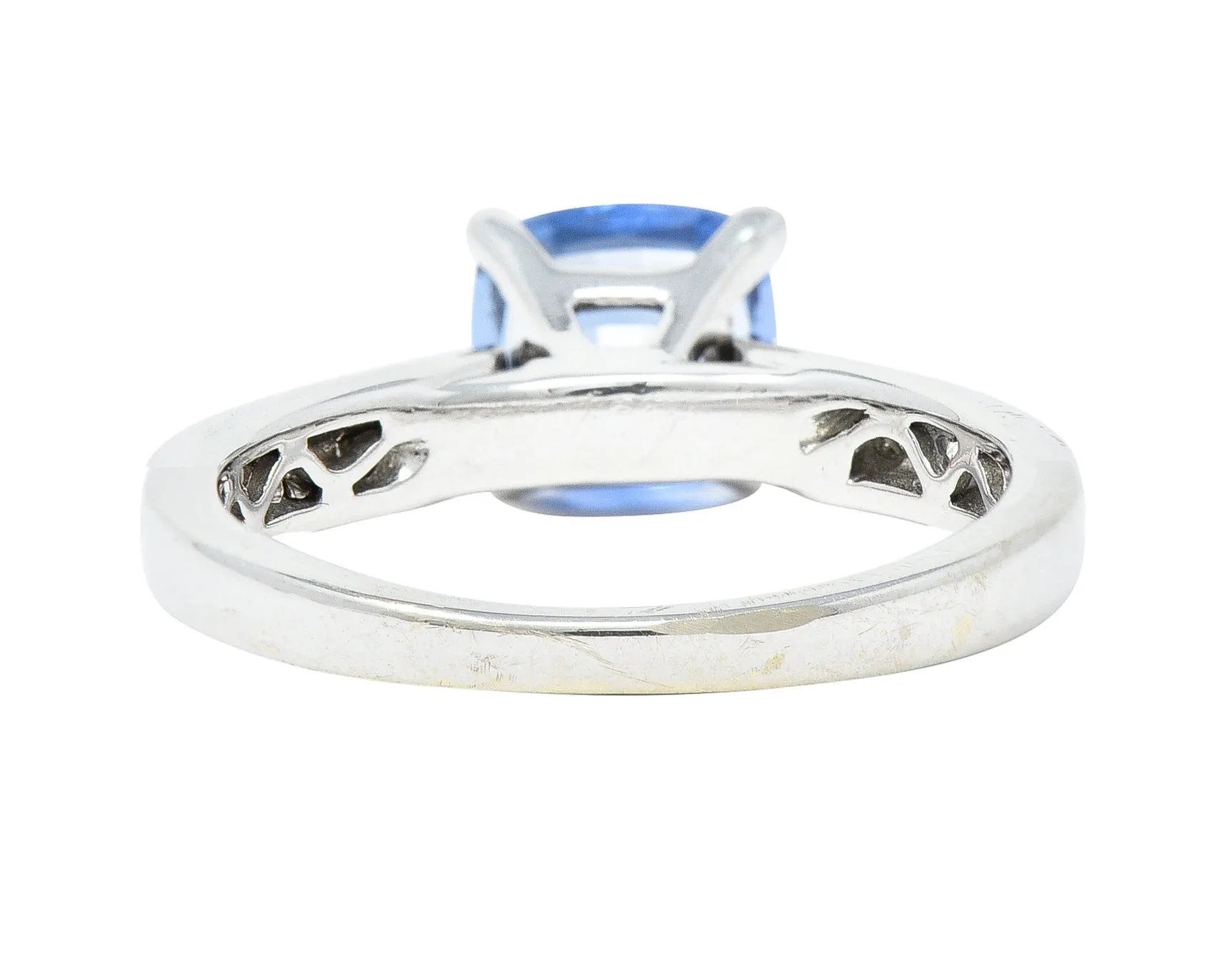 Contemporary 1.38 CTW Cushion Sapphire Diamond 18 Karat White Gold Gemstone Ring
