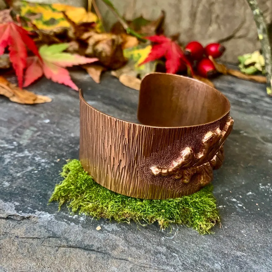 Copper oak leaf cuff bracelet. One of a kind