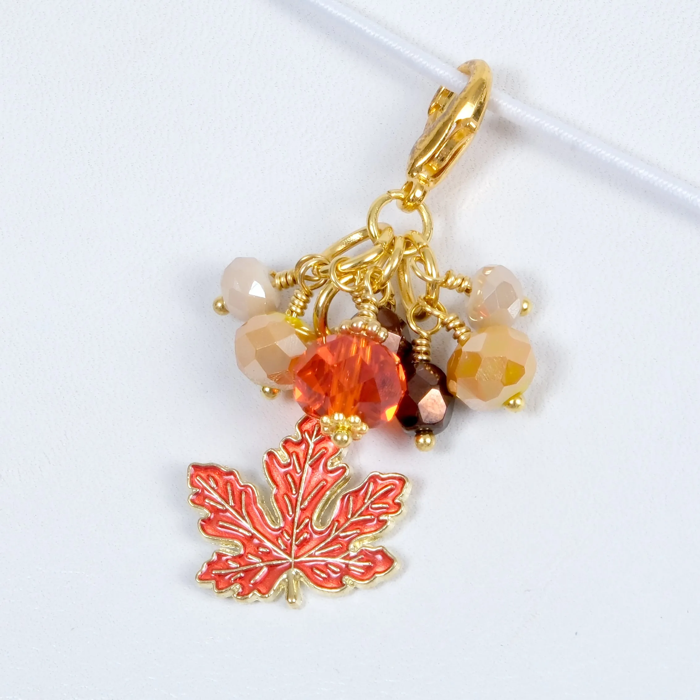 Cozy Season Dangle Clip or Charm with Enamel Maple Leaf Charm