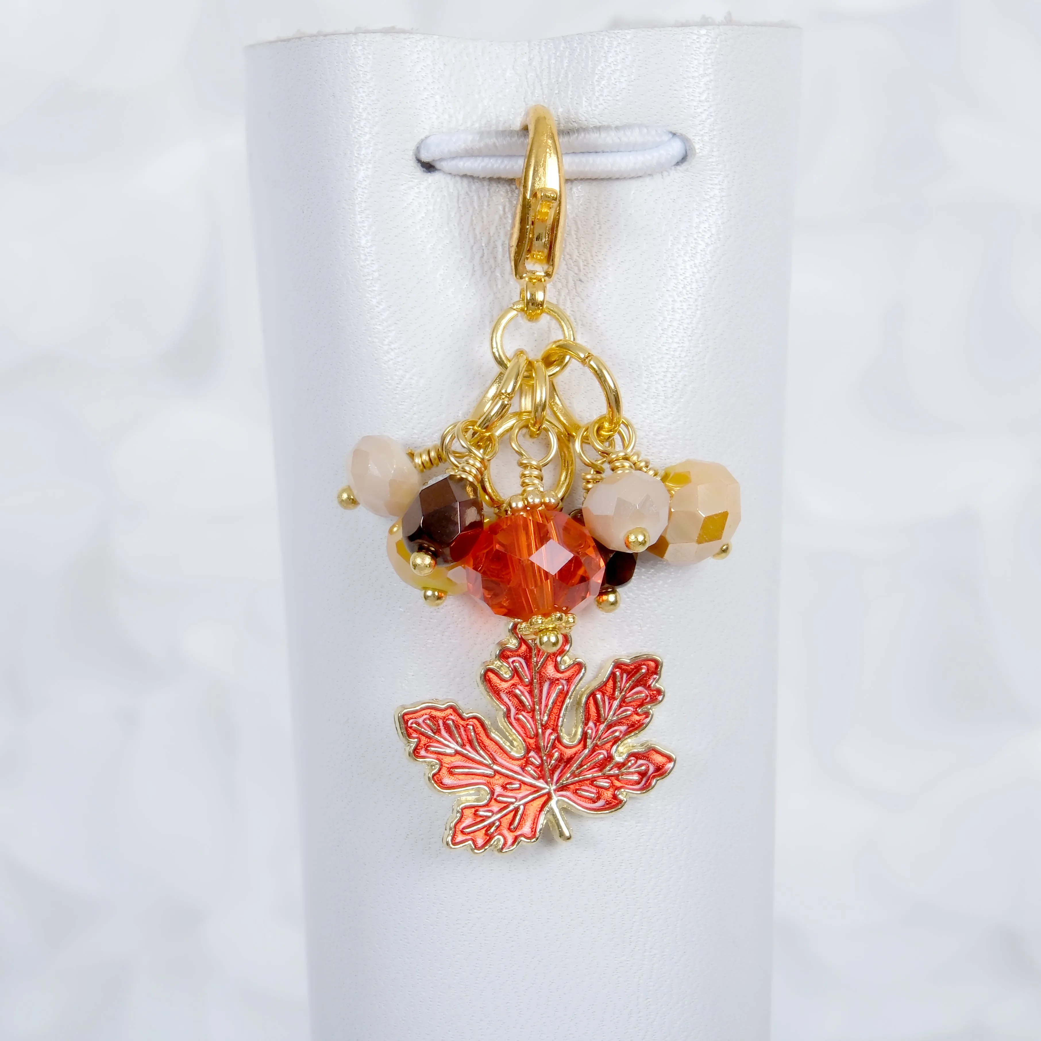 Cozy Season Dangle Clip or Charm with Enamel Maple Leaf Charm