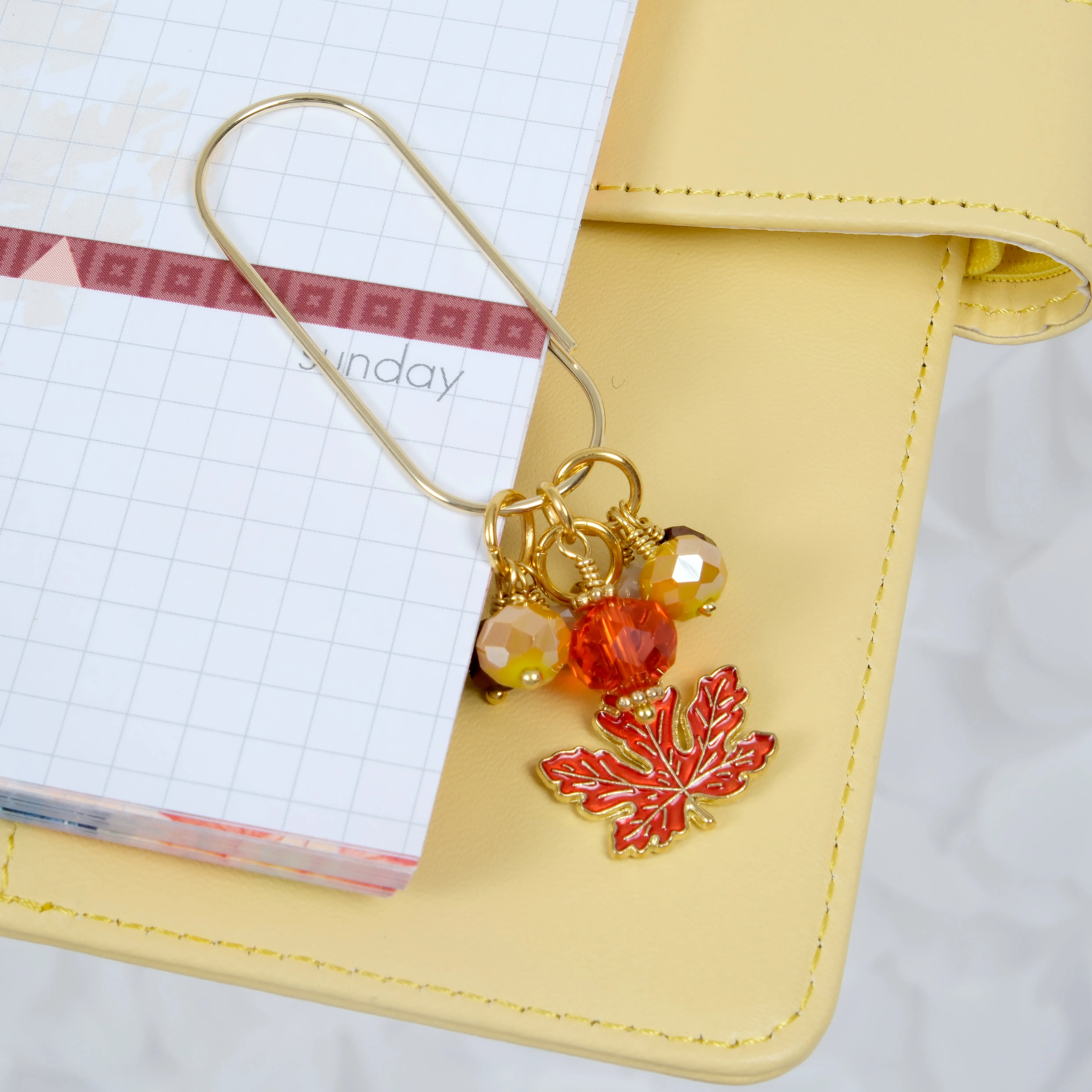 Cozy Season Dangle Clip or Charm with Enamel Maple Leaf Charm
