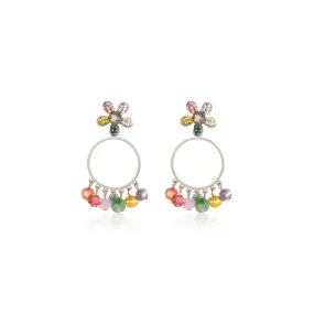 Cressida Beaded Hoop Rainbow Earrings
