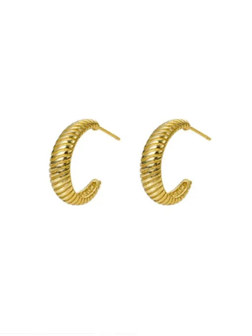 Croissant Hoop Earrings 18k Gold Plated .925 Sterling Silver Hypoallergenic Hoop Shell Twisted Earrings