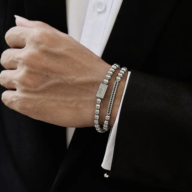 Crown Charm Long Tube Men Bracelet