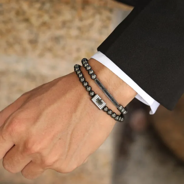 Crown Charm Long Tube Men Bracelet