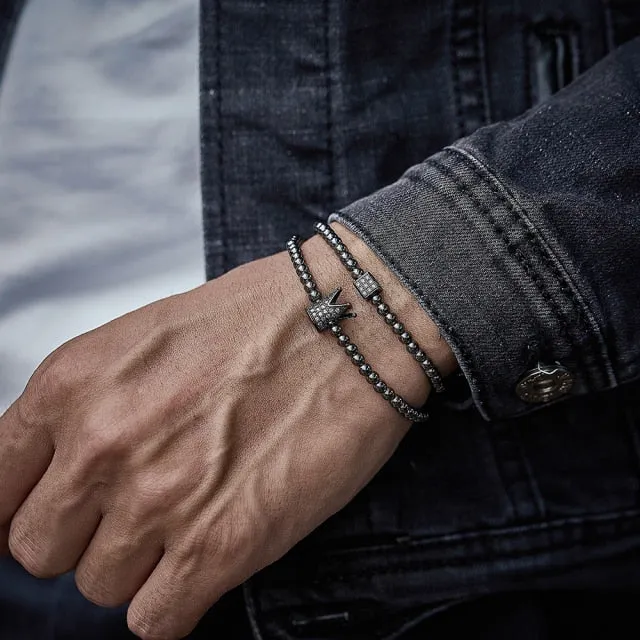 Crown Charm Long Tube Men Bracelet