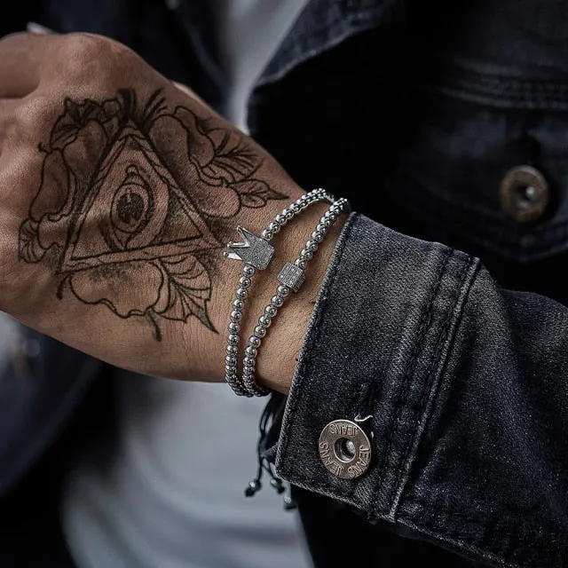 Crown Charm Long Tube Men Bracelet