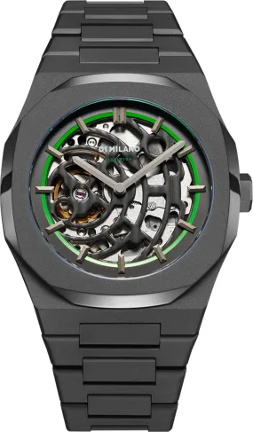D1 Milano Watch Skeleton Sandblast Green Bracelet D