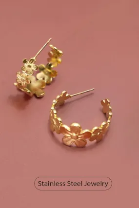 Daisy Hoop Earrings 18K Stainless Steel Waterproof