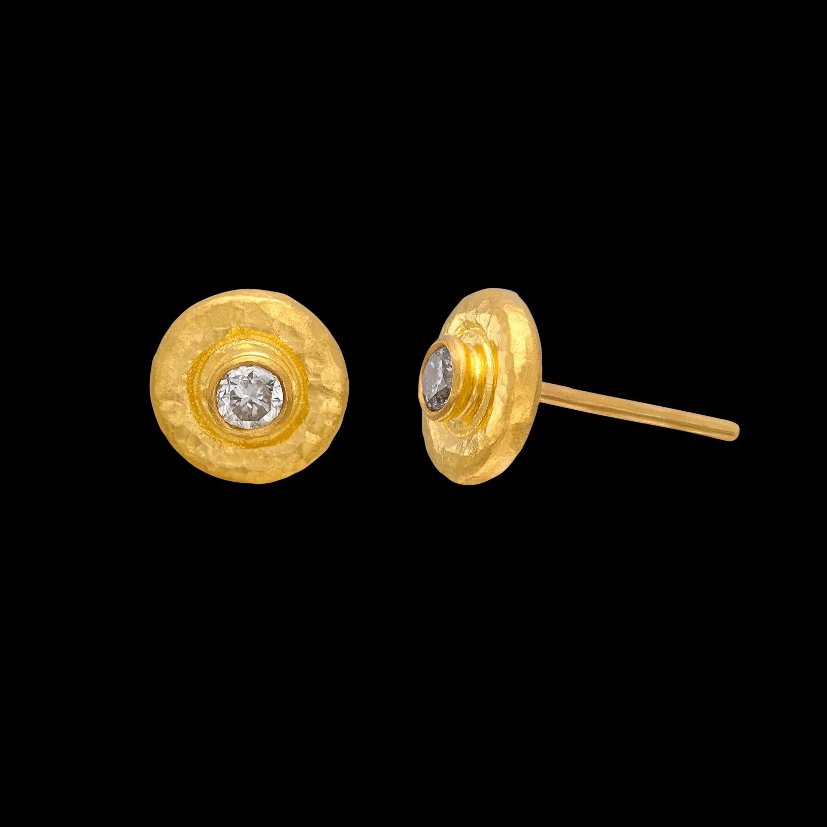 Diamond & 24k Gold Stud Earrings by Gurhan