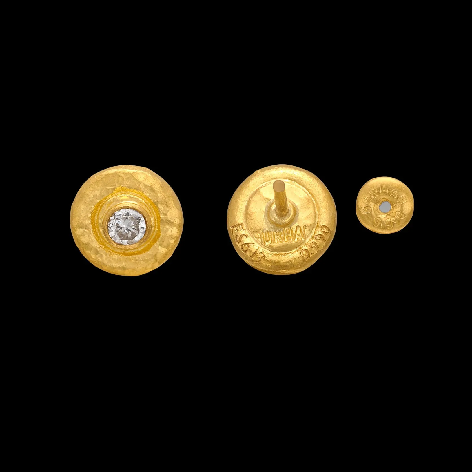 Diamond & 24k Gold Stud Earrings by Gurhan
