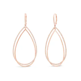 Diamond & Gold Double Teardrop Cocktail Earrings