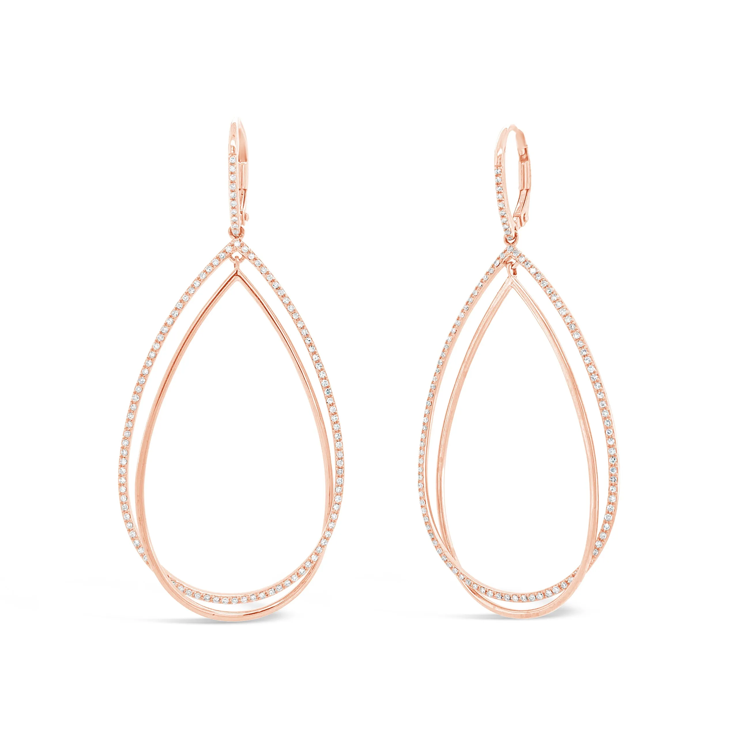 Diamond & Gold Double Teardrop Cocktail Earrings
