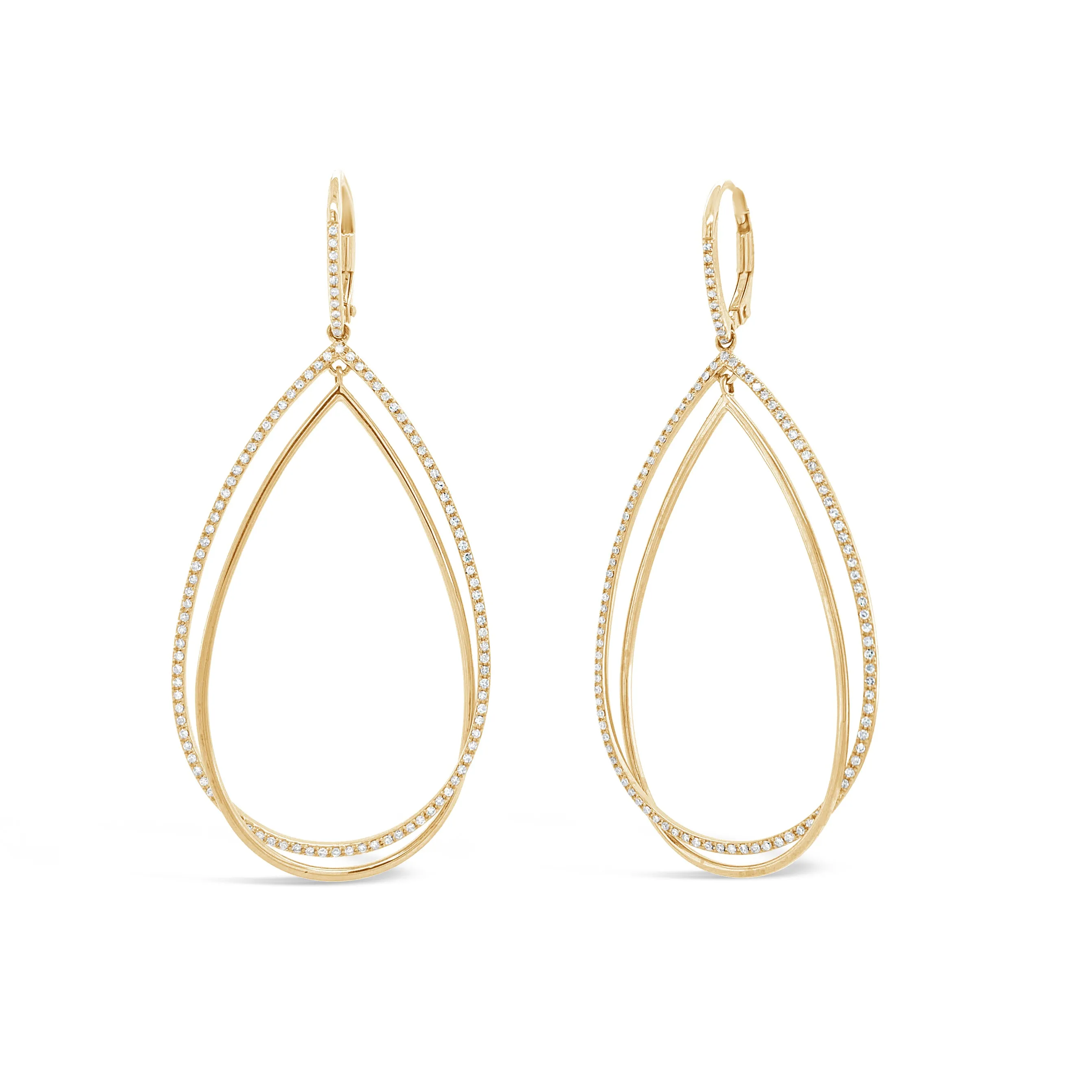 Diamond & Gold Double Teardrop Cocktail Earrings