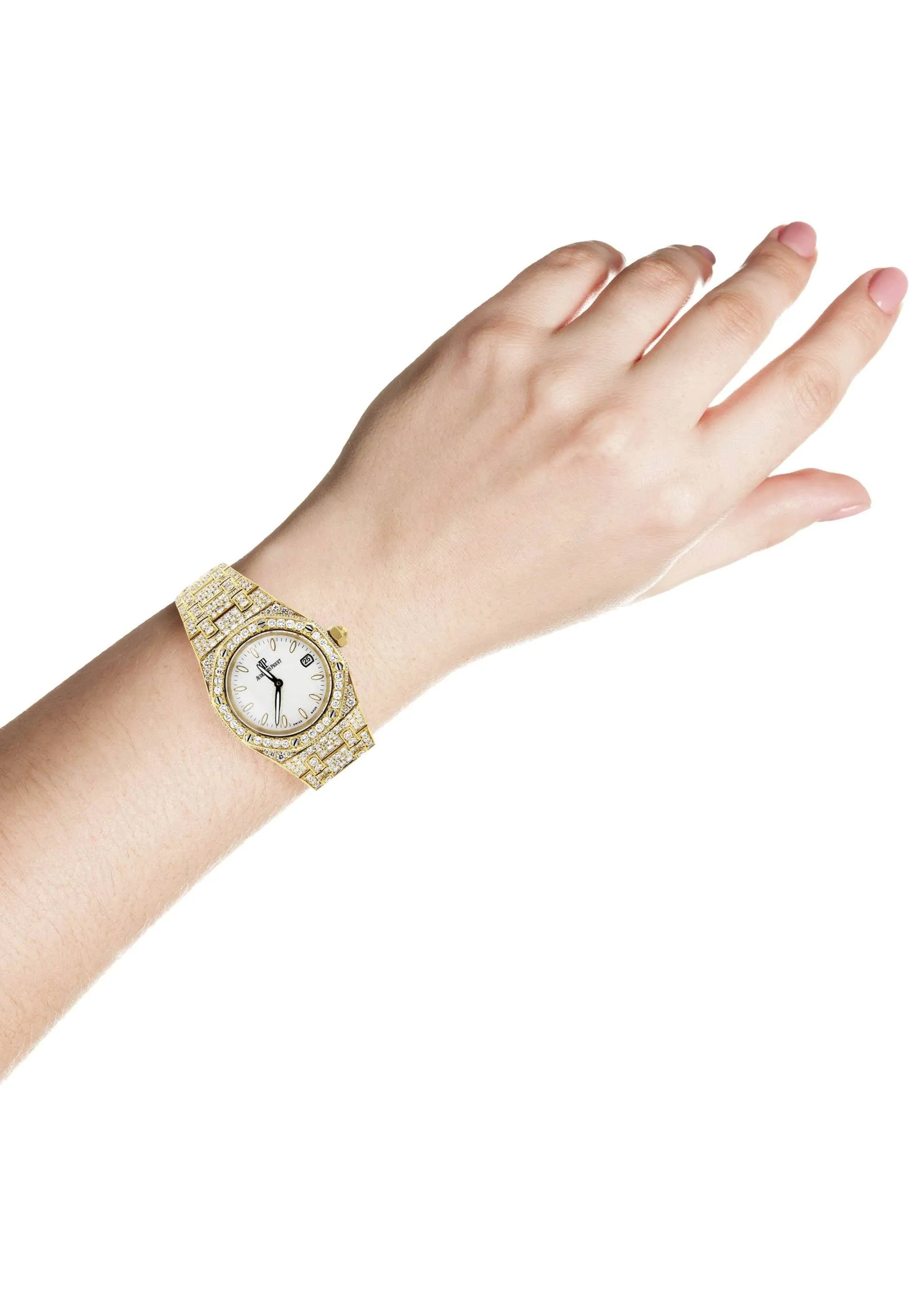 Diamond Audemars Piguet Royal Oak Watch For Women | 18K Yellow Gold