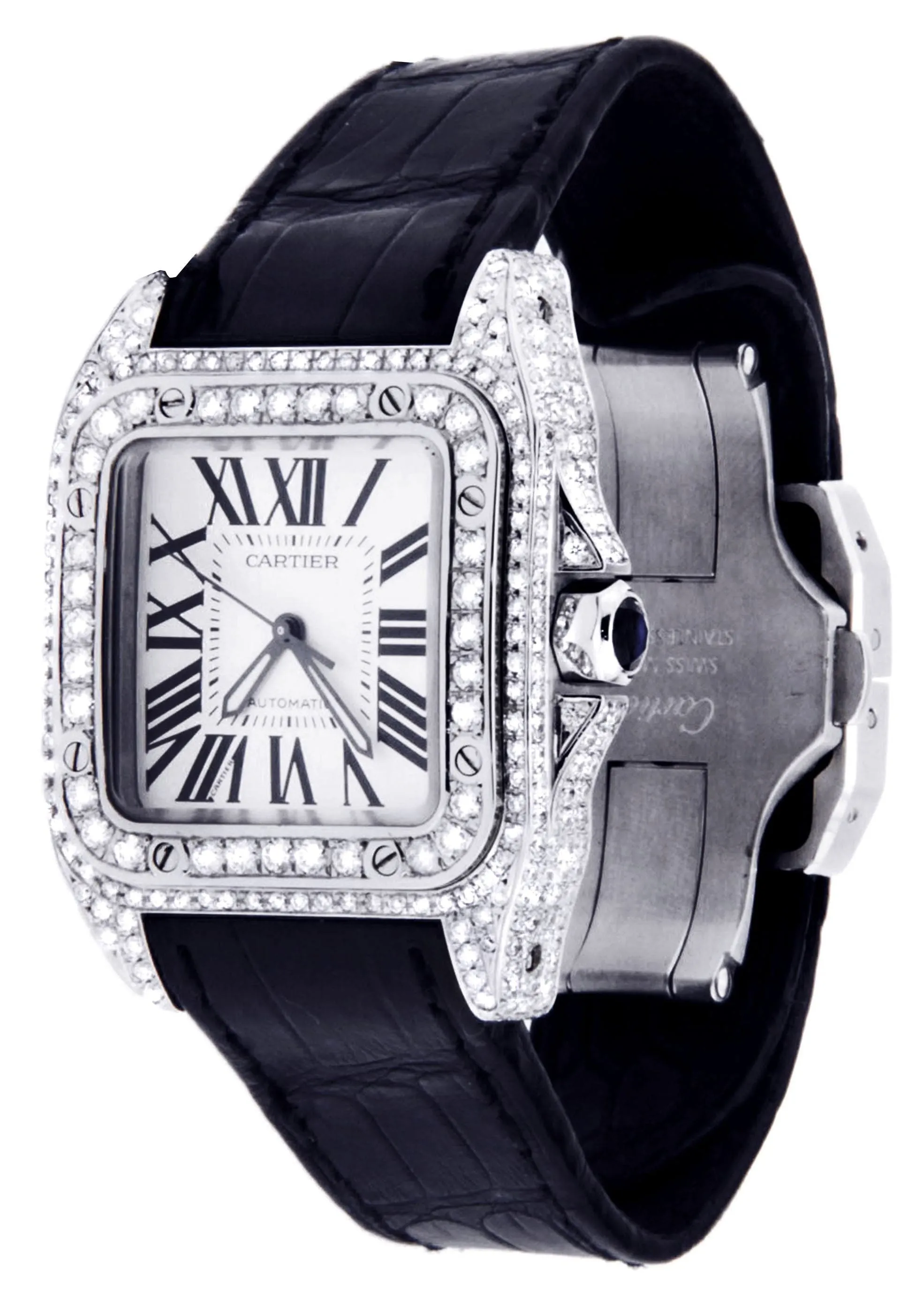 Diamond Cartier Santos 100 | Stainless Steel