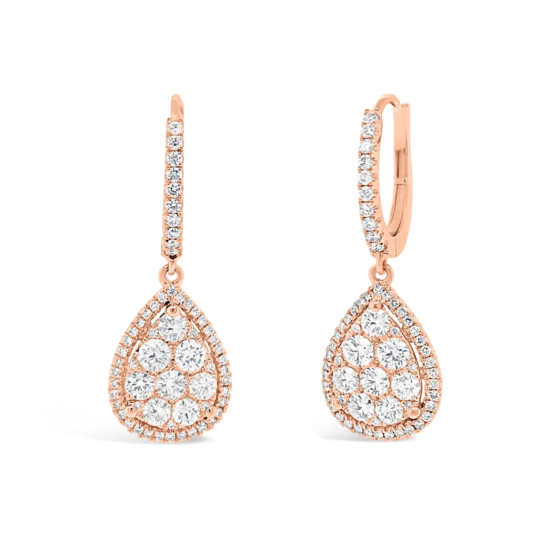 Diamond Cluster Teardrop Lever-Back Earrings