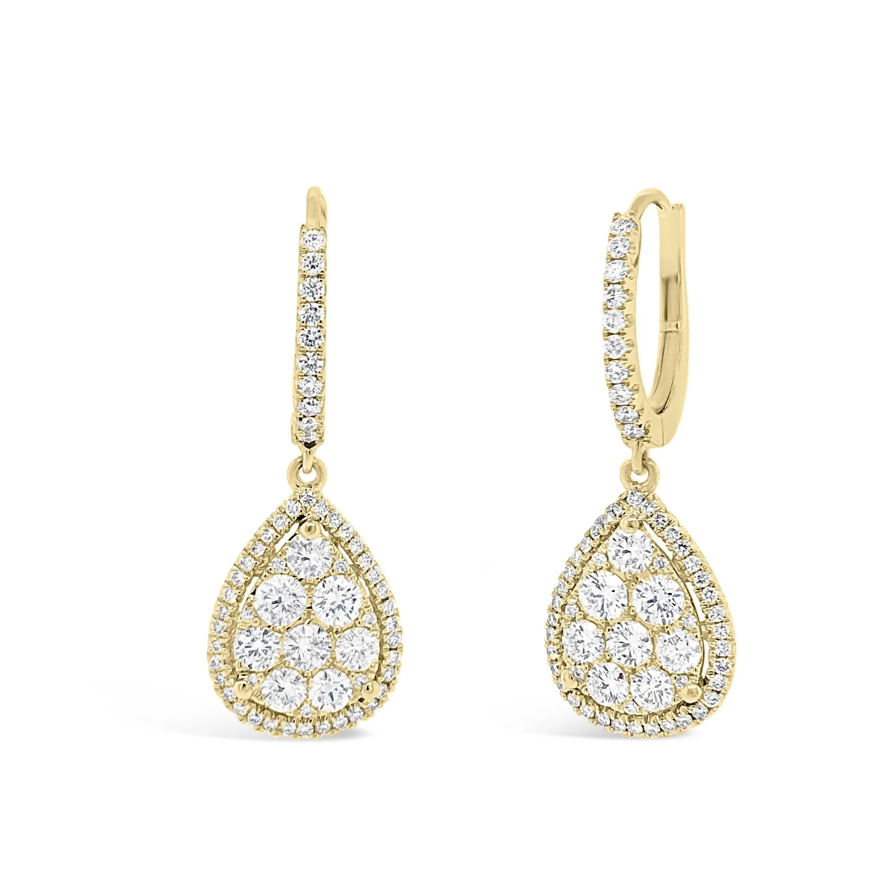Diamond Cluster Teardrop Lever-Back Earrings