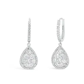 Diamond Cluster Teardrop Lever-Back Earrings