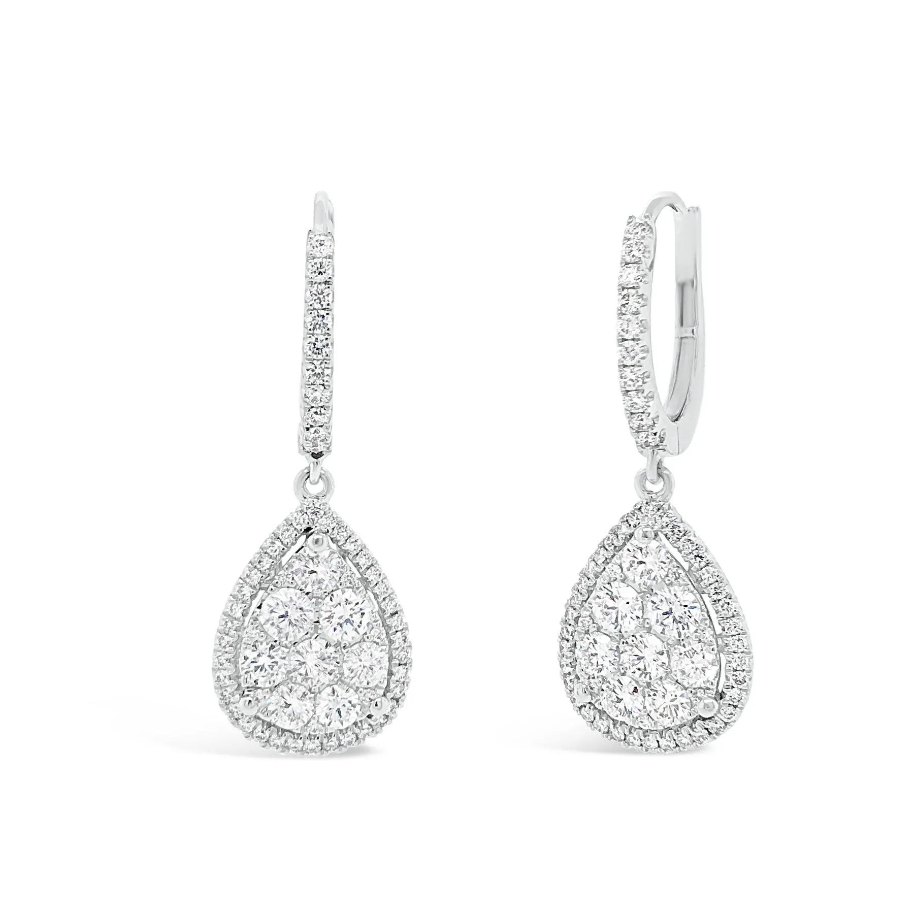 Diamond Cluster Teardrop Lever-Back Earrings