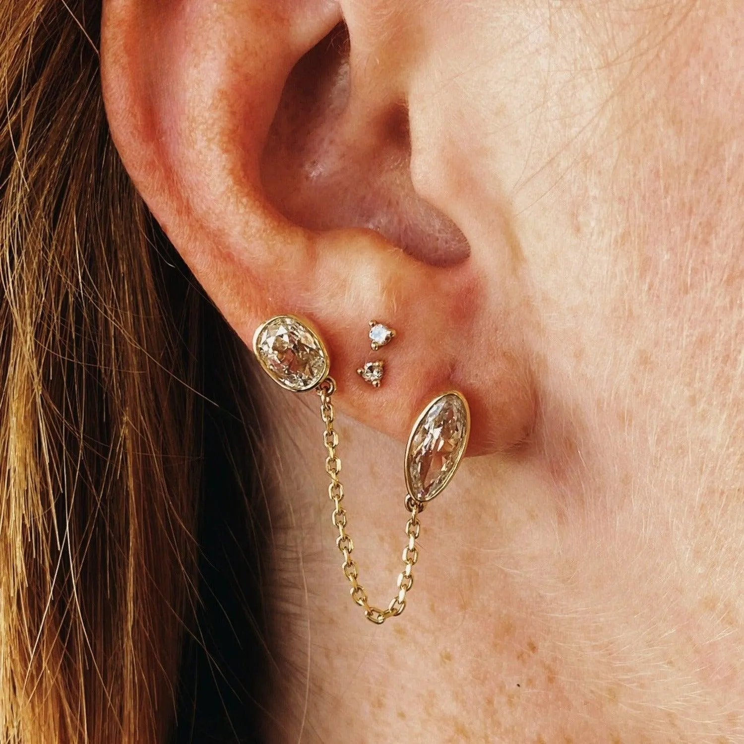 Diamond Duo Chain Earrings